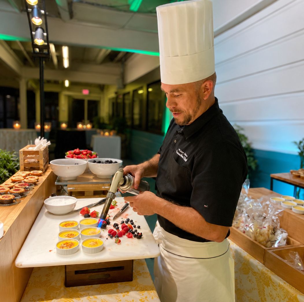 Chef Nava finishing desserts at a live culinary experience
