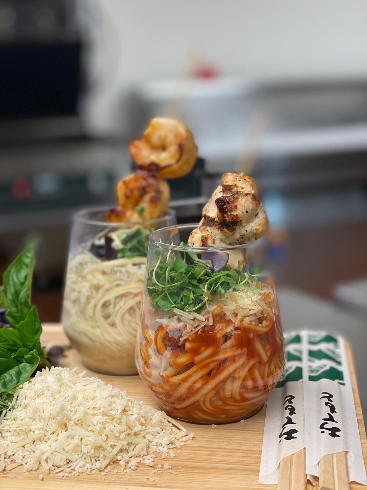Individual pasta presentation by Chef Nava